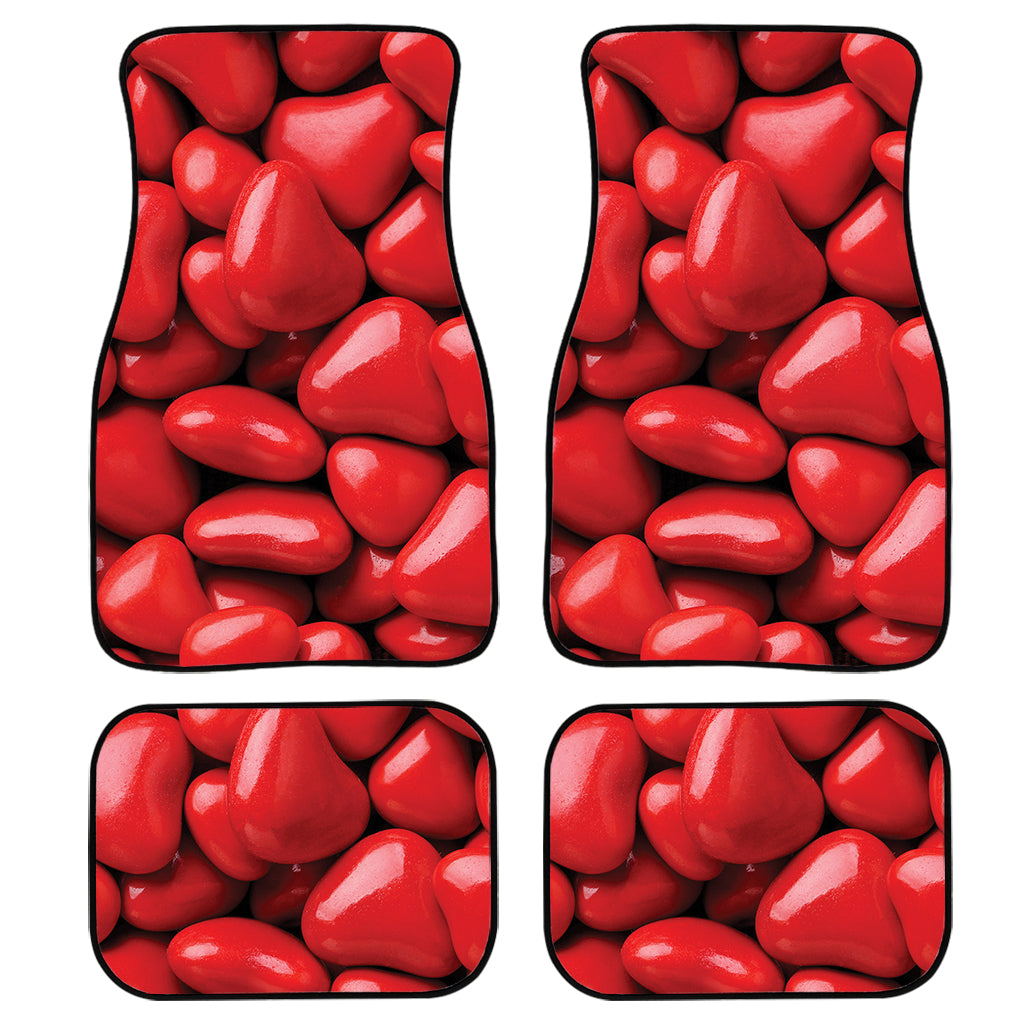 Heart Chocolate Candy Print Front And Back Car Floor Mats, Front Car Mat