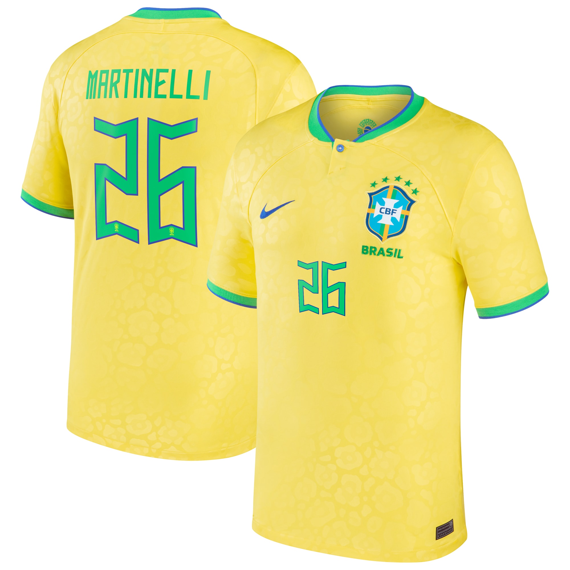 Gabriel Martinelli Brazil National Team 2022/23 Replica Home Jersey – Yellow