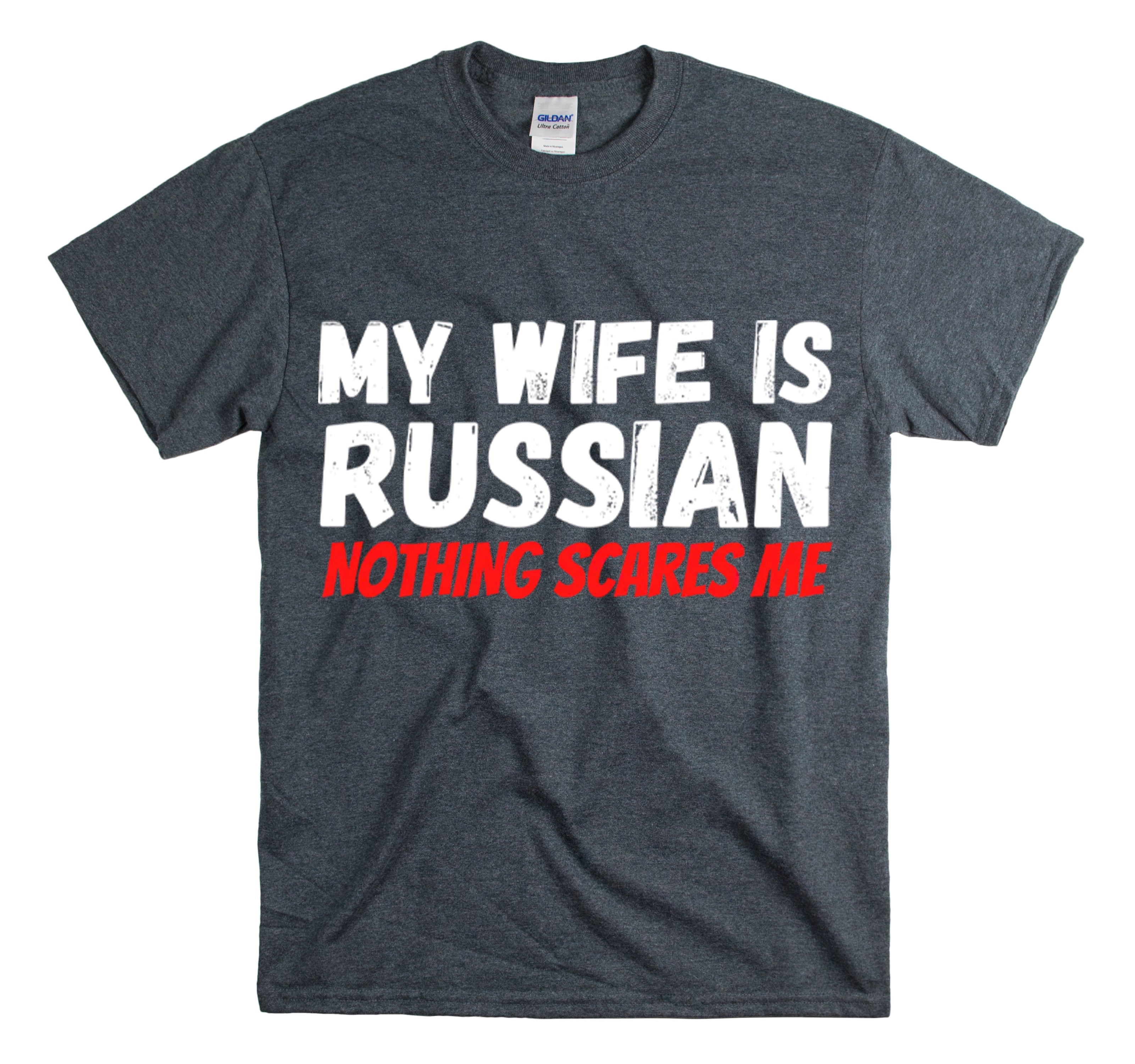 Shirt Funny My Wife’S Russian Introvert Sayings Heritage Spouse T-Shirt Unisex Heavy Cotton Tee