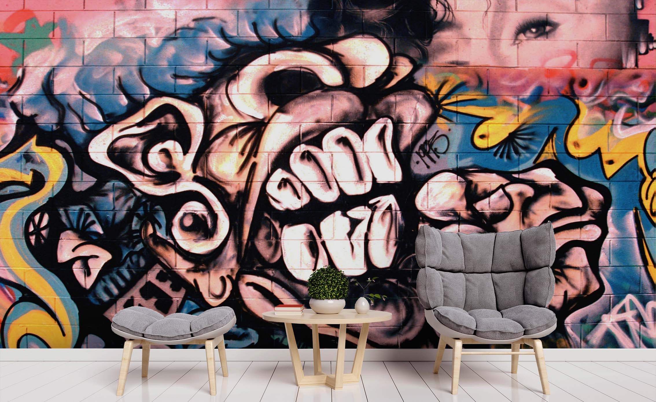 3D Abstract Graffiti Art Animal Monkey Wall Mural Wallpaper Zy D44