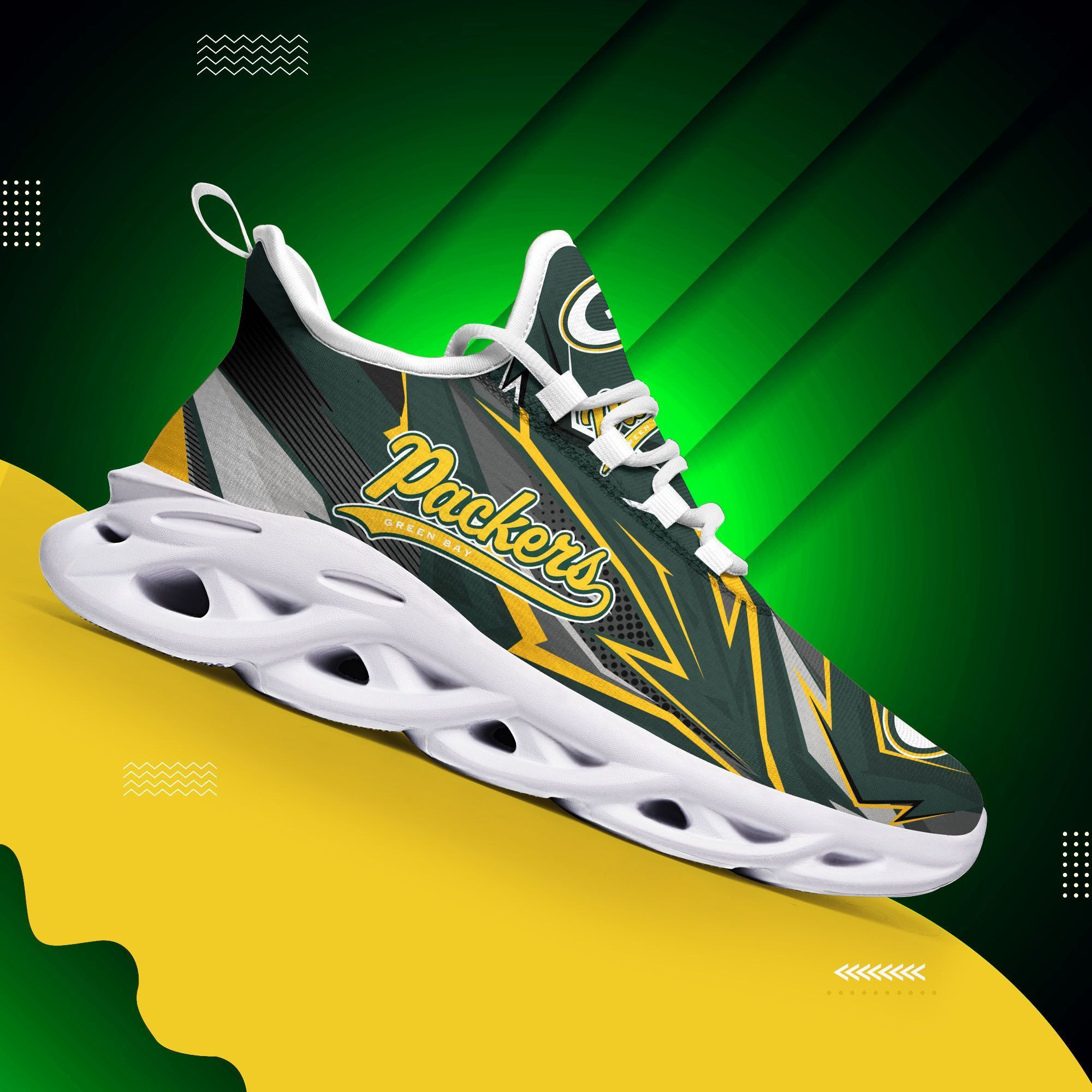 Green Bay Packers Yezy Running Sneakers Art 1761