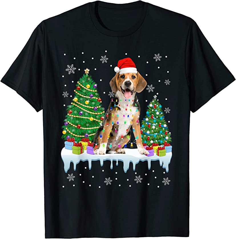 Beagle Dog Christmas Tree Funny Xmas Lights Puppy Lover T-Shirt