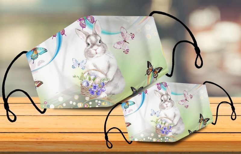 Lovely Bunny Butterflies Face Covering Wild Animal Love Gift For Bunny Lovers Cotton Mask 1-10 Pcs For Kid & Adult All Over Print Face Mask Covering For Adults And Kids