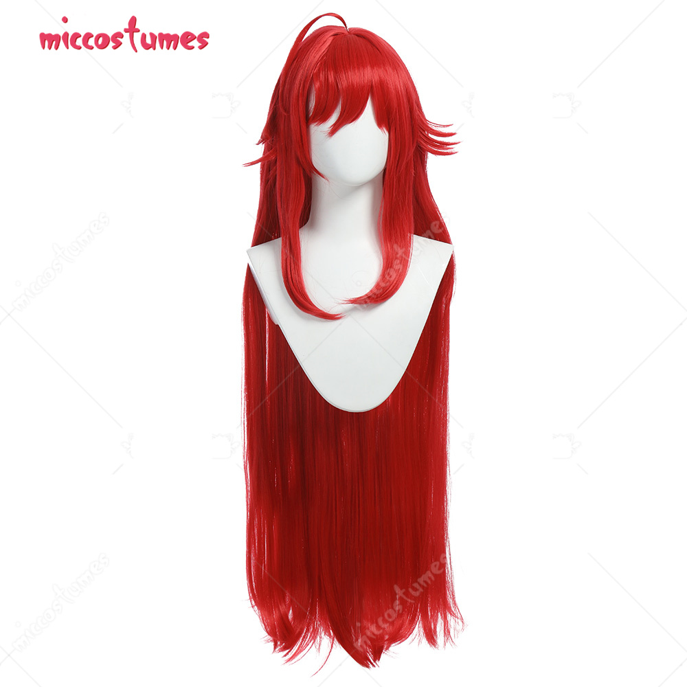 Women’s Halloween Cosplay Wig Red Long Cosplay Wig with Bangs alx