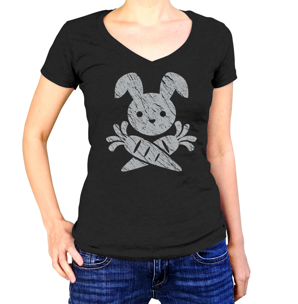 Women’S Jolly Roger Bunny Vneck T-Shirt – By Ex-Boyfriend