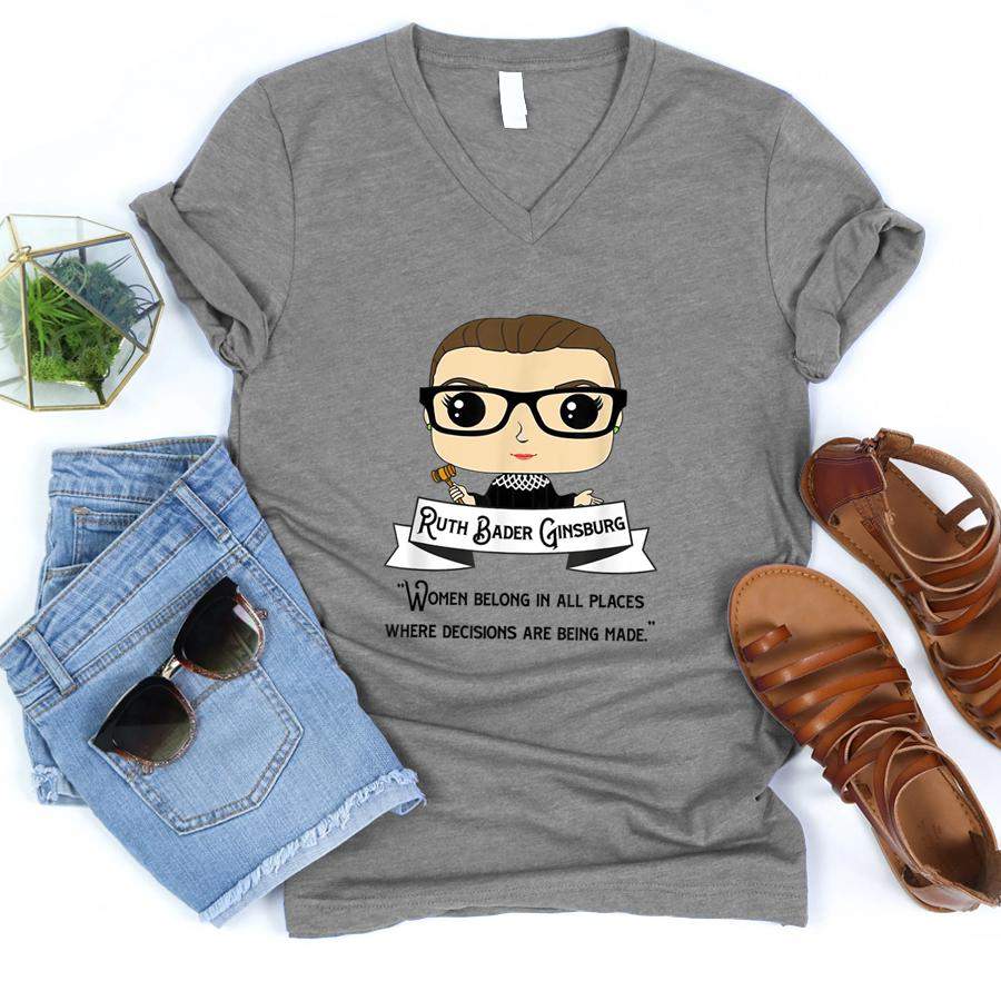 Cute RBG Ruth Bader Ginsburg Be Independent Feminist  V-Neck