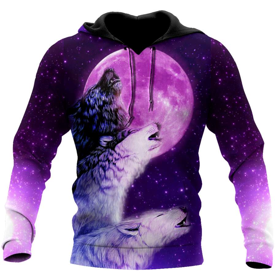 All Over Printed Purple Wolves Hoodie DA300920201-MEI