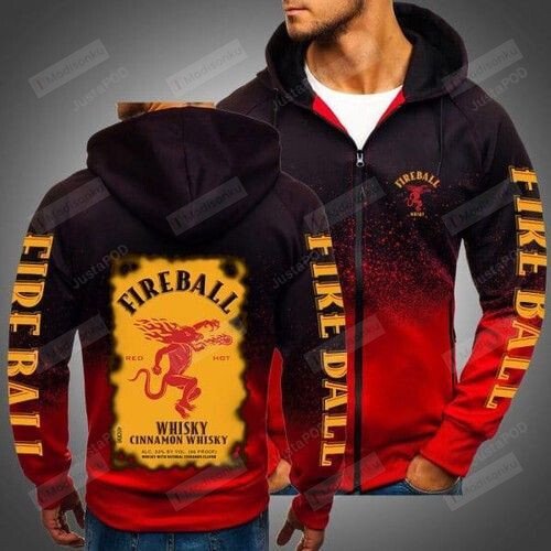 Fireball Whiskey, Cinnamon Whisky Men And Women 3D Full Printing Hoodie Shirt. Fireball Whiskey 3D Hoodie Shirt, Cinnamon Whisky 3D Hoodie Shirt.