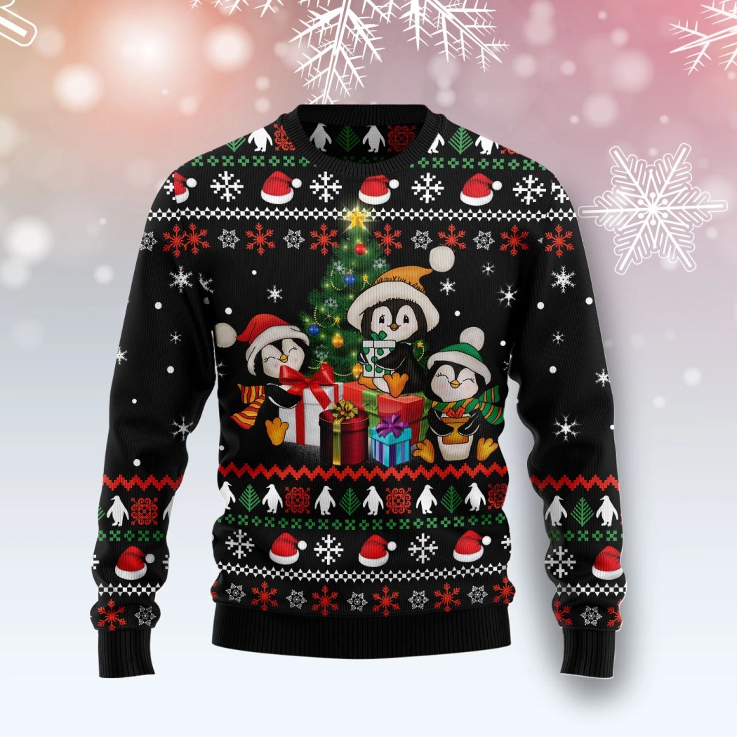 Penguin Christmas Tree Wool Sweater