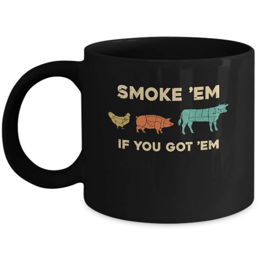 Vintage Smoke ‘Em If You Got ’em Bbq Chef Smoking Mug