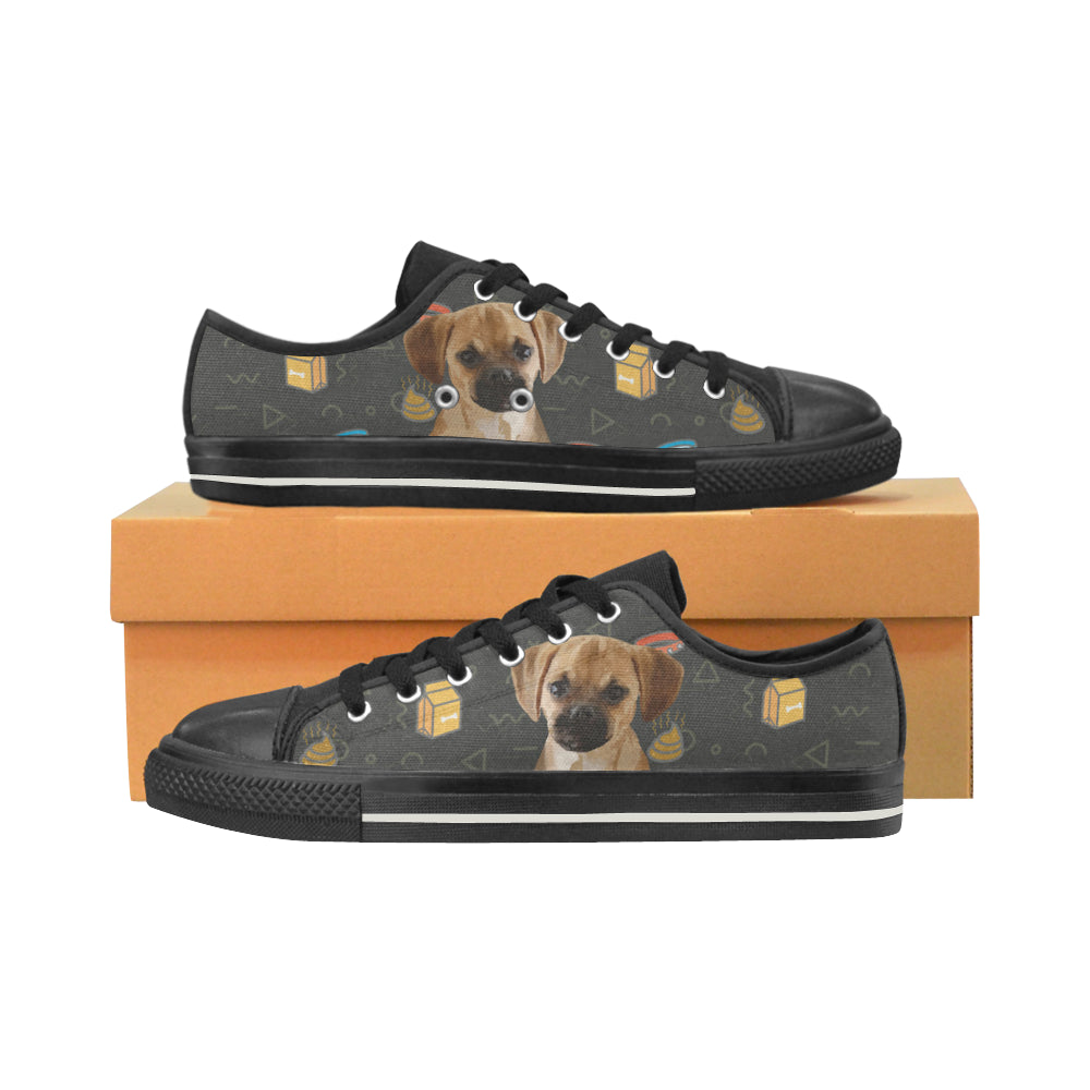 Puggle Dog Black Canvas Women’s Shoes/Large Size