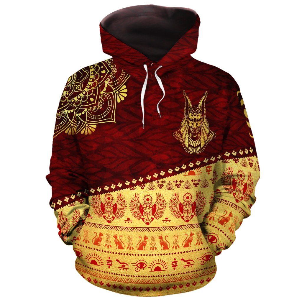 Anubis Pattern In Half All-Over Hoodie