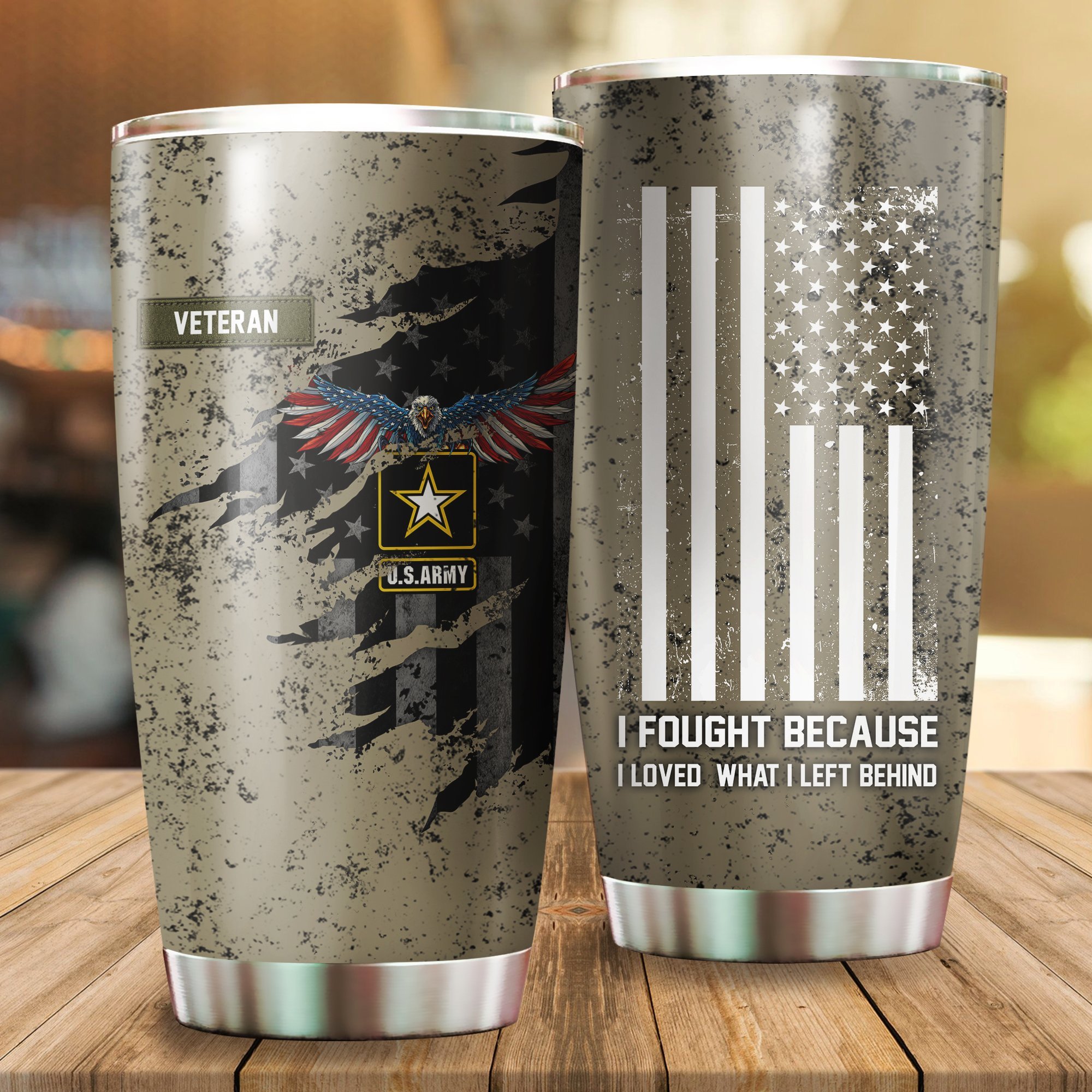 Veteran US Army Eagle in my heart stainless steel tumbler