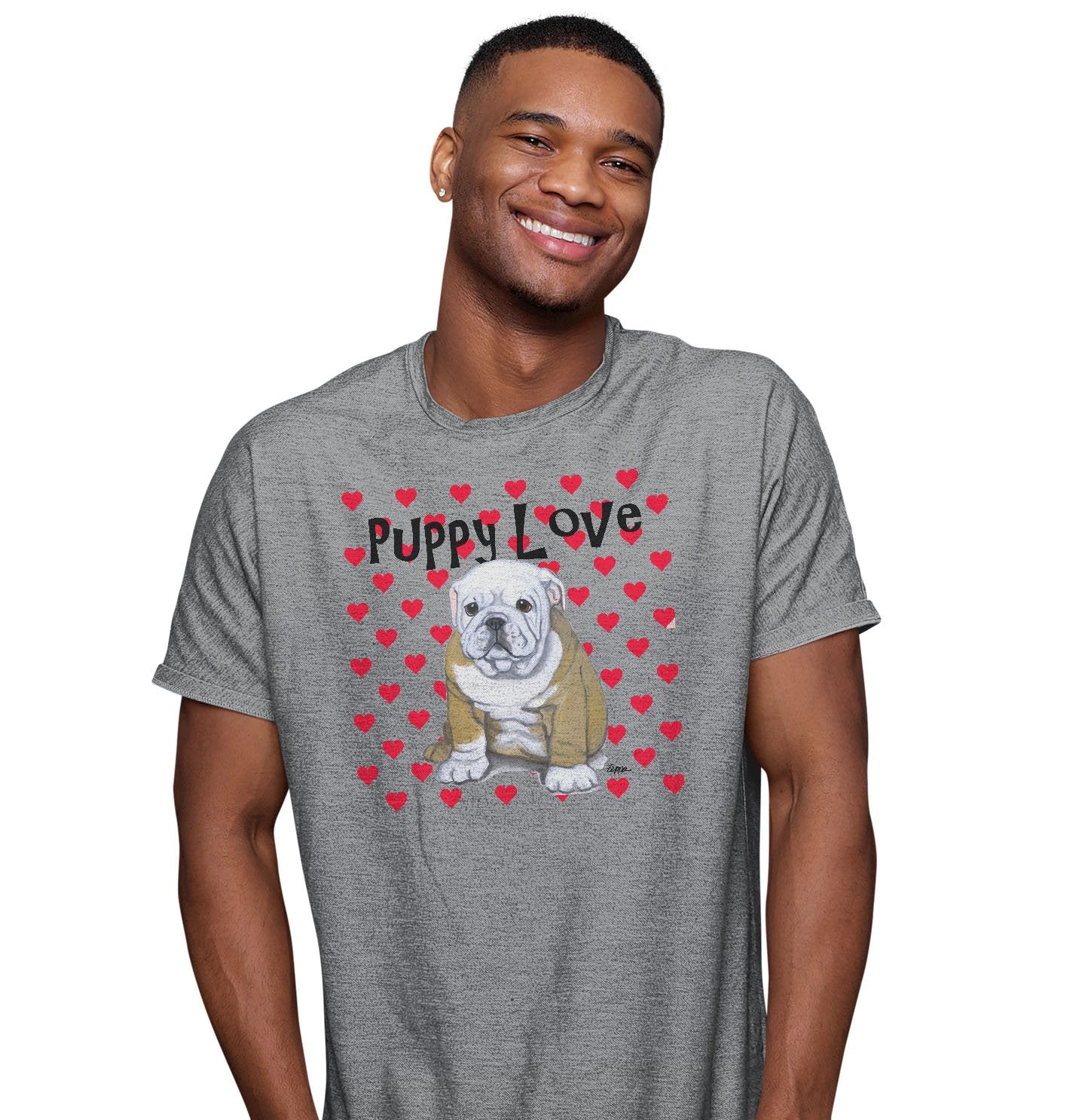 Bulldog Puppy Love – Adult Unisex T-Shirt