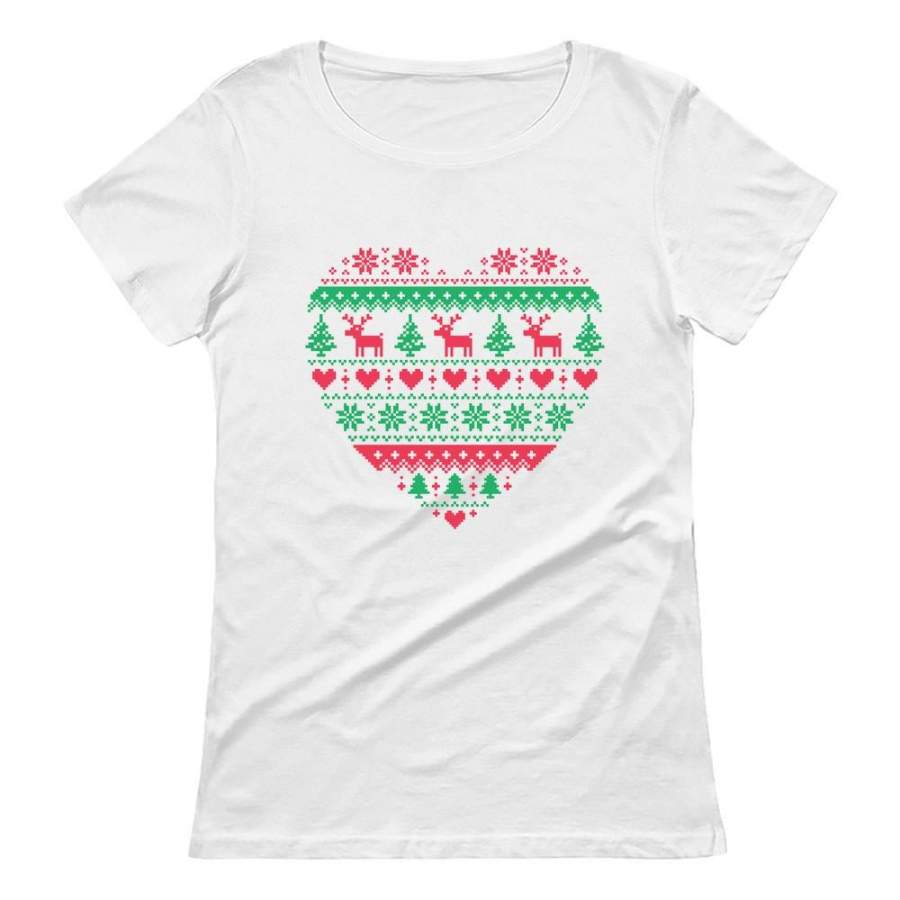 Xmas Party – Heart Shaped Ugly Christmas Sweater Women T-Shirt