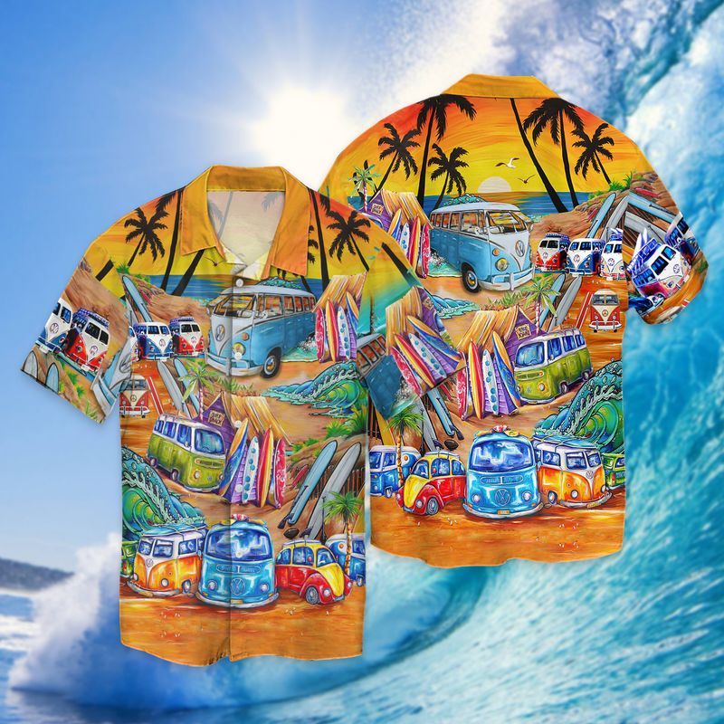 Summer Beach Surfing Sunset Fashionable Full Print Hawaii Shirt Ha25238