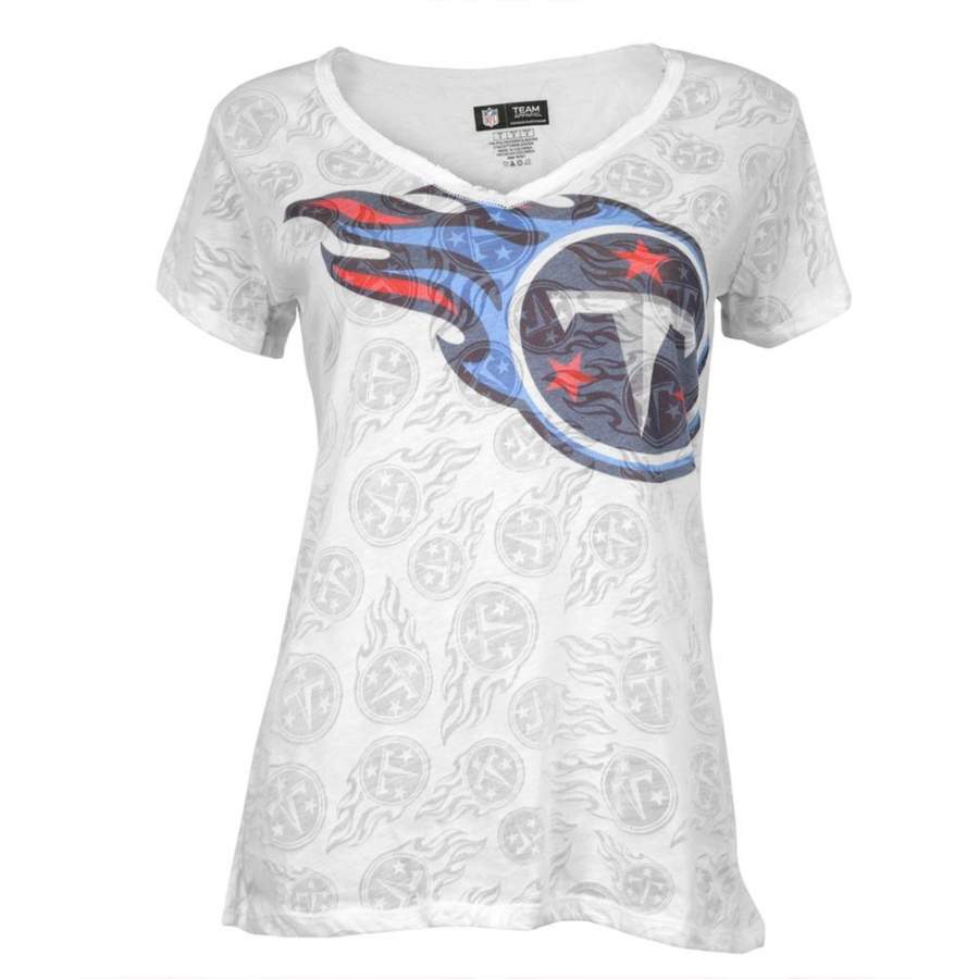 Tennessee Titans – Large Logo Juniors Burnout V-Neck T-Shirt