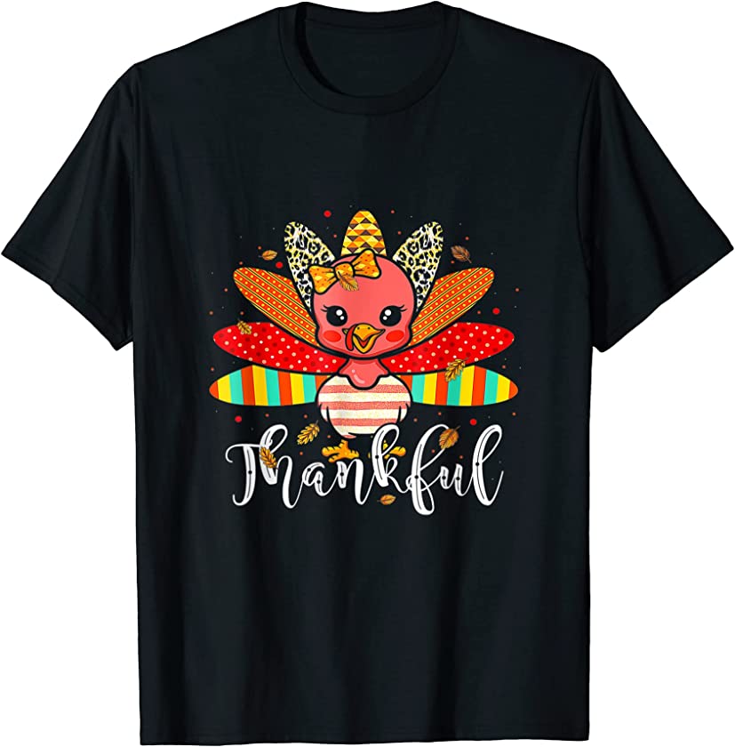 Thankful Turkey Leopard Funny Thanksgiving Turkey Costume T-Shirt