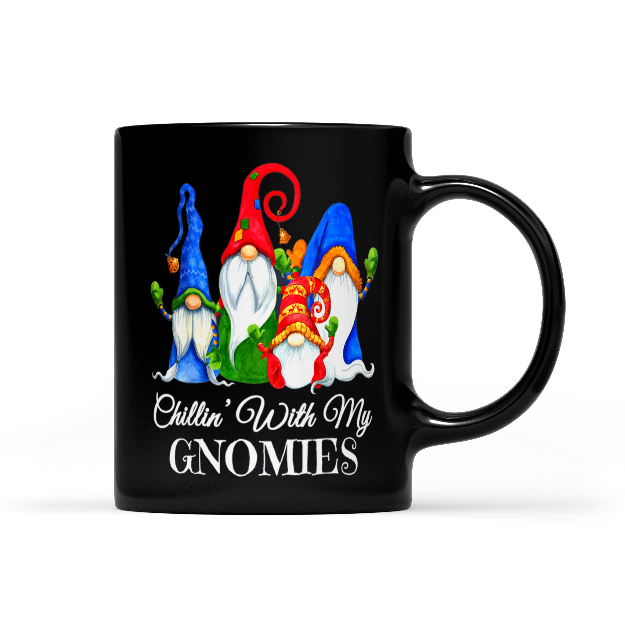 Chillin With My Gnomies Leopard Buffalo Plaid Christmas – Black Mug