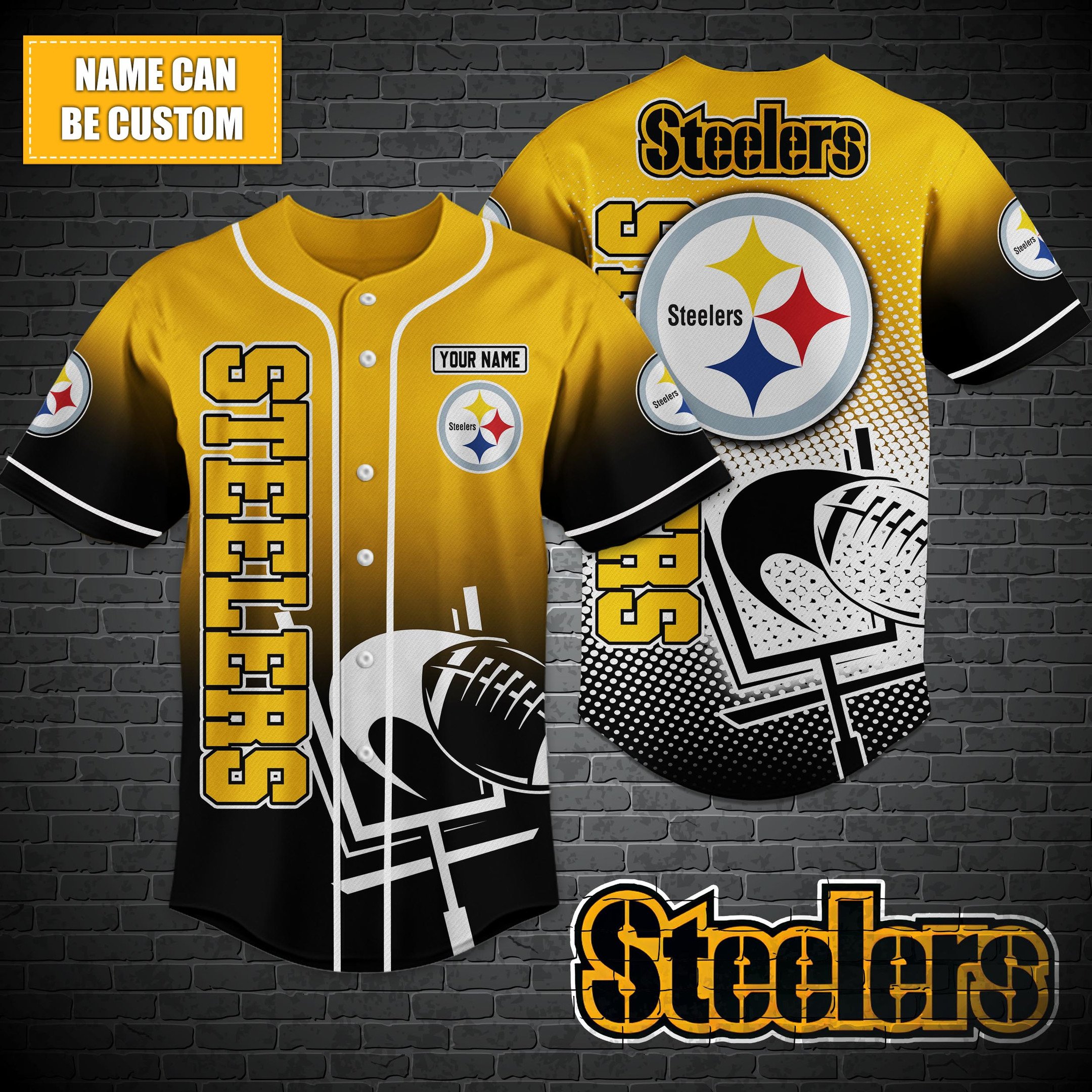 Pittsburgh Steelers Custom Name Baseball Shirt T-44757