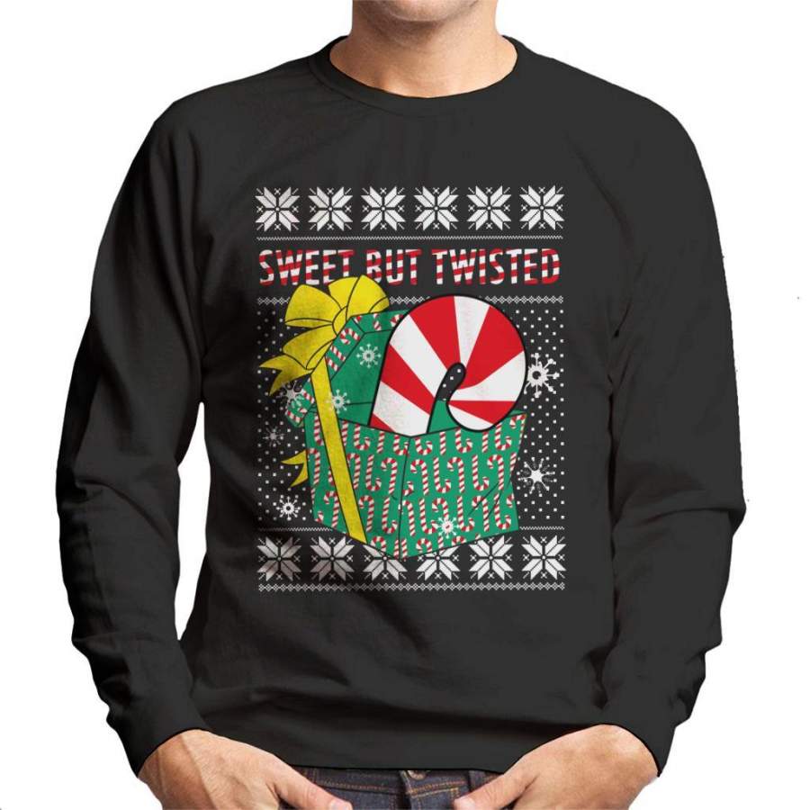 Sweet But Twisted Candy Cane Christmas Knit Pattern Men’s Sweatshirt