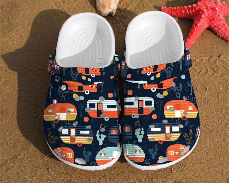 Camping Trailer Pattern Summer Happy Camper Best For Men And Women Gift For Fan Classic Water Rubber clog Shoes Comfy Footwear