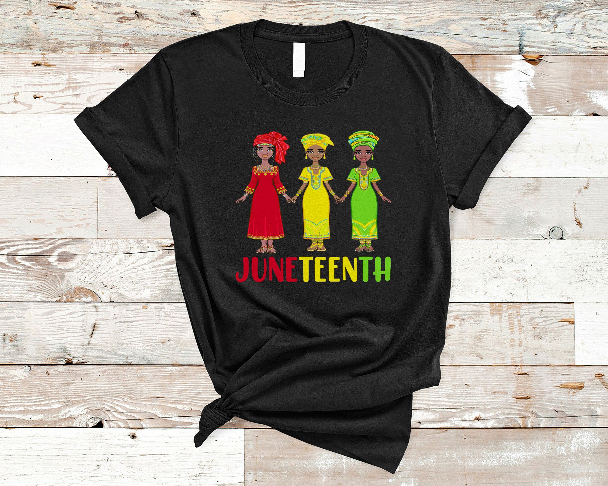 Juneteenth Black Shirt Juneteenth Cool Three Melanin Black Women Afro African Proud Gifts T-Shirt