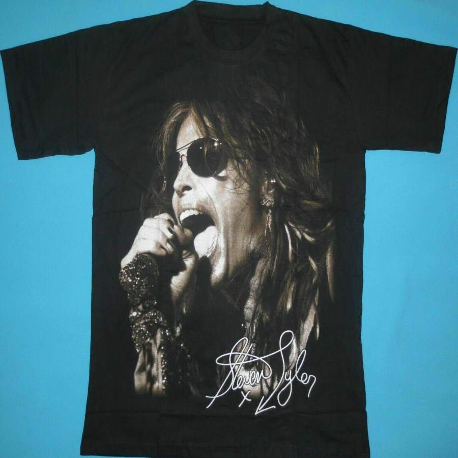 Vintage Aerosmith Band Steven Tyler Black Men T-shirt A1845