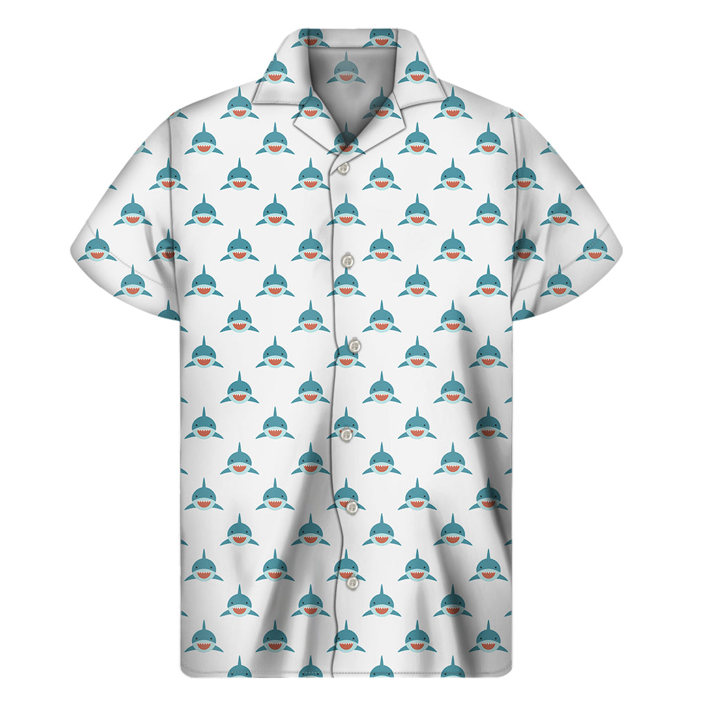 Smiley Shark Pattern Print Men’S Short Sleeve Shirt