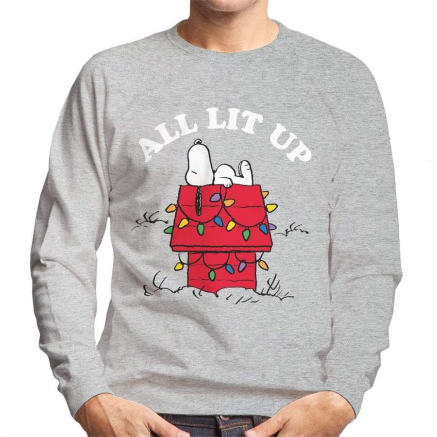 Peanuts Christmas All Lit Up Snoopy Men’s Sweatshirt