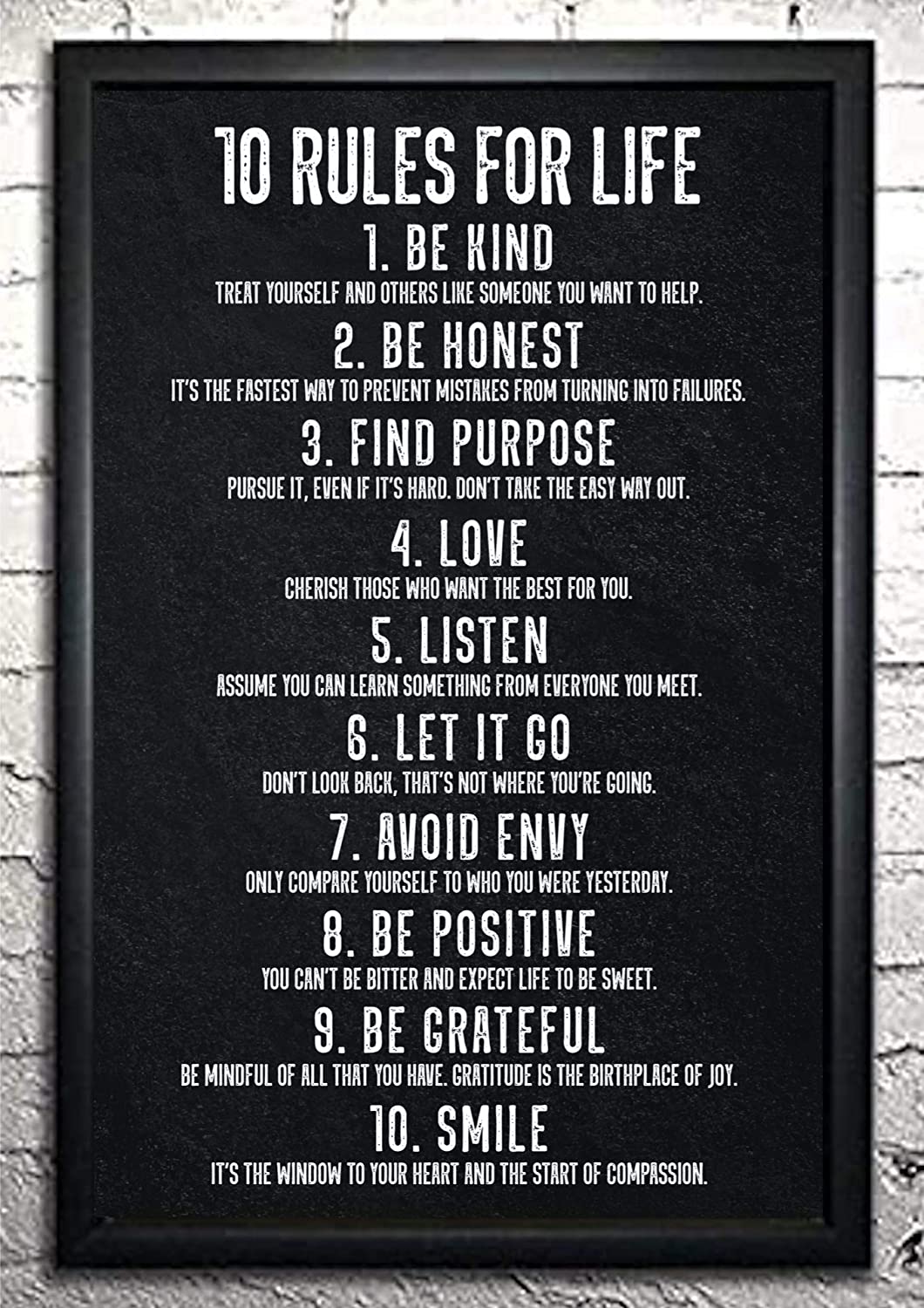 10 Rules For Life Inspirational Wall Art, Motivational Poster For Home, Bedroom, Office, Gym, Classroom