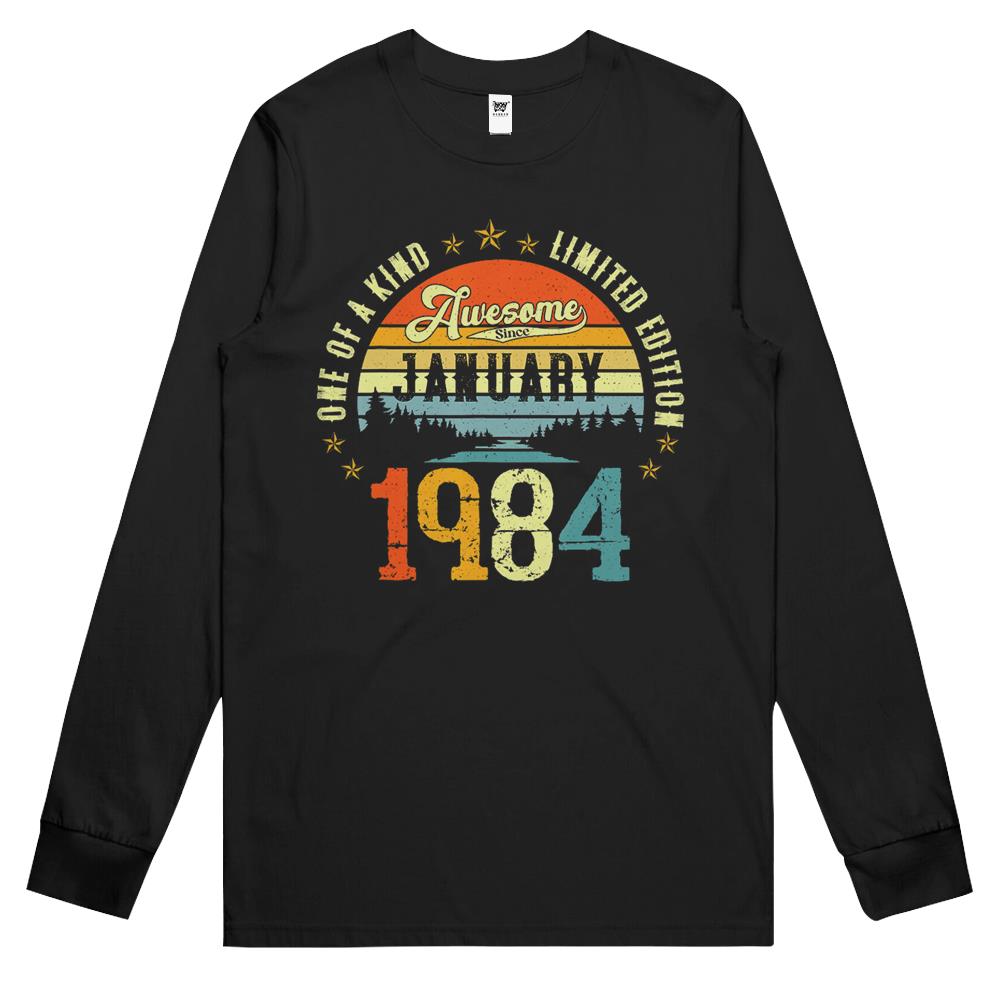 Awesome Since January 1984 Vintage 38Th Birthday Long Sleeve T Shirts