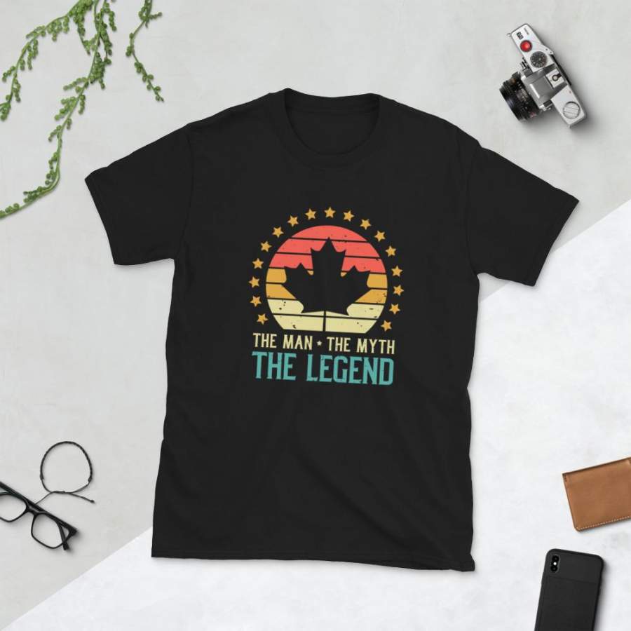 The Man The Myth The Legend Canadian T-Shirt Vintage Canadian Maple Leaf Graphic Shirt for Men Father’s Day Gift Canuck S-3XL Unisex Tee