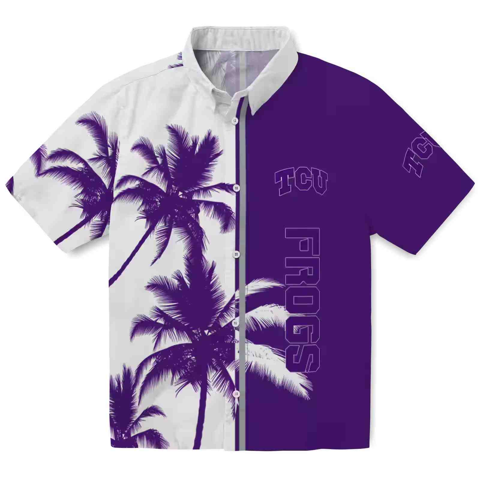 Tcu Horned Frogs Palm Trees Purple White Hawaiian Shirt
