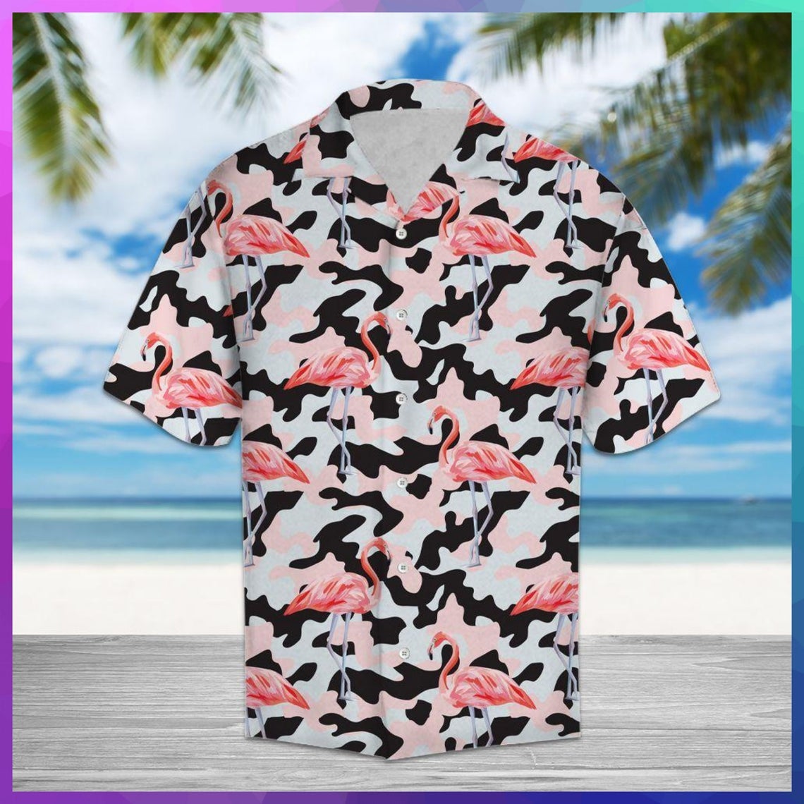 Amazing Camo Flamingo Hawaii Shirt Made In Summer Beach Shirts Ha109952