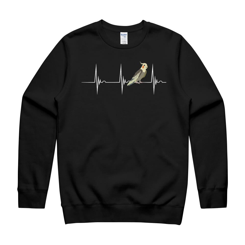Cockatiel Heartbeat Ekg Pulseline Avian Parrot Birds T-Shirt Crewneck Sweatshirt