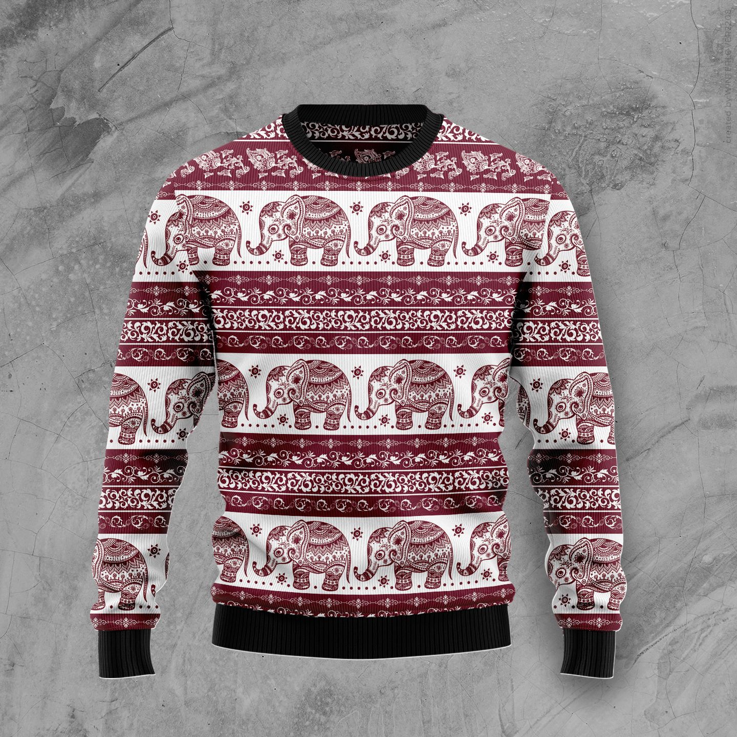 Red Elephant Mandala G51030 Ugly Christmas Sweater