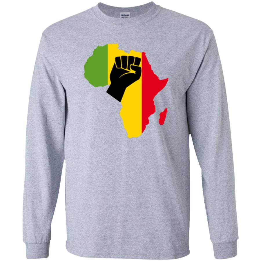 AGR Africa Black Power Africa Map Fist African Long Sleeve T-Shirt