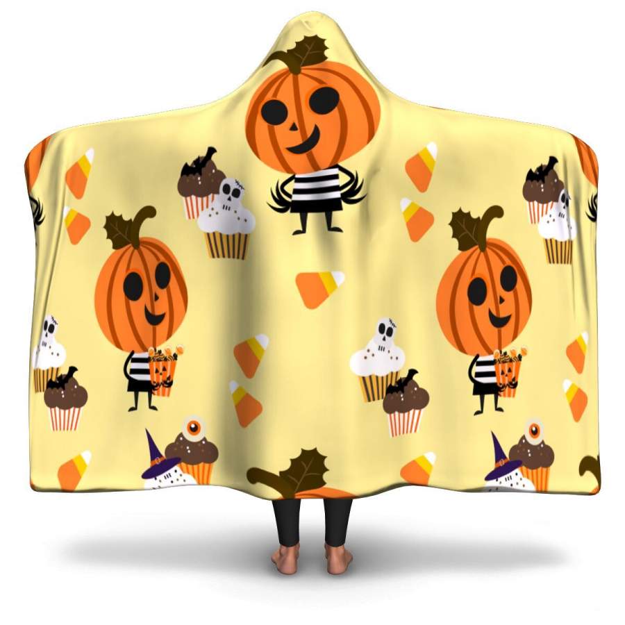 Cute Cartoon Candy Sweet In Halloween Hooded Blanket