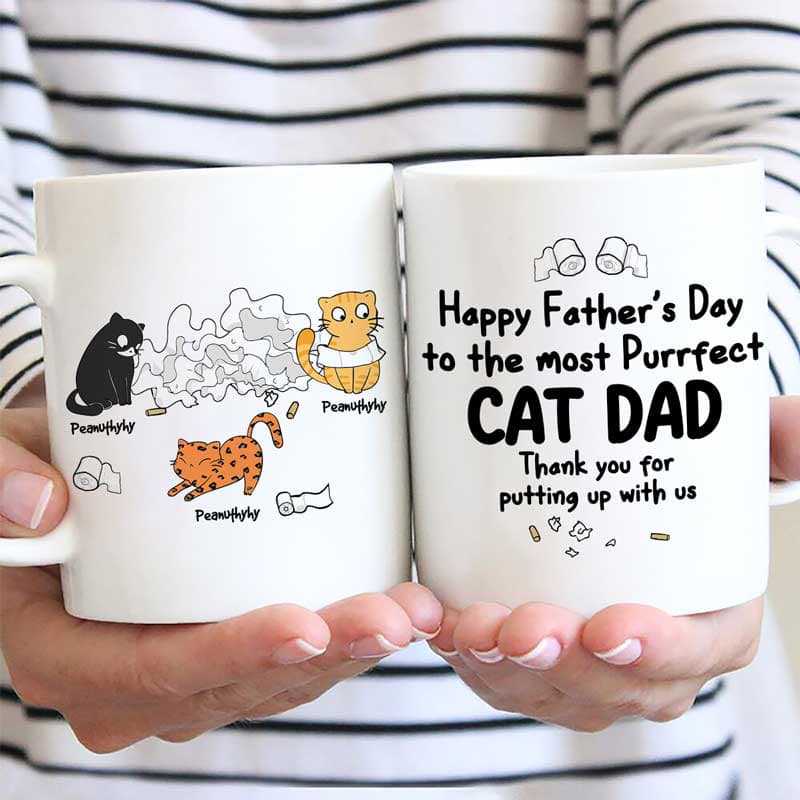 Happy Father‘S Day Toilet Paper Cats Personalized Mug