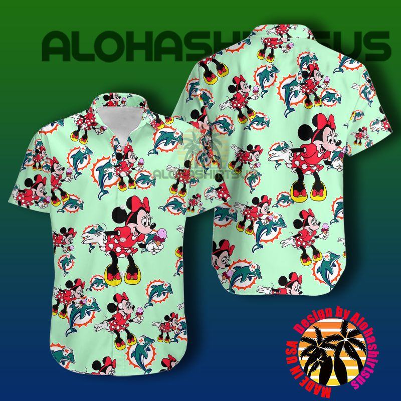 Ice Cream Minnie Mouse Miami Dolphins Nfl Green Mens Tall Hawaiian Shirts