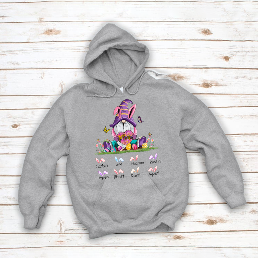 Gnome Bunny Mimi Custom Names Hoodie