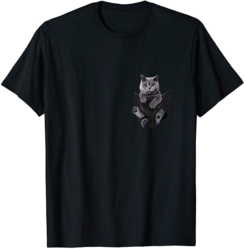 Cat Lovers Gifts British Shorthair In Pocket Funny Kitten T-Shirt