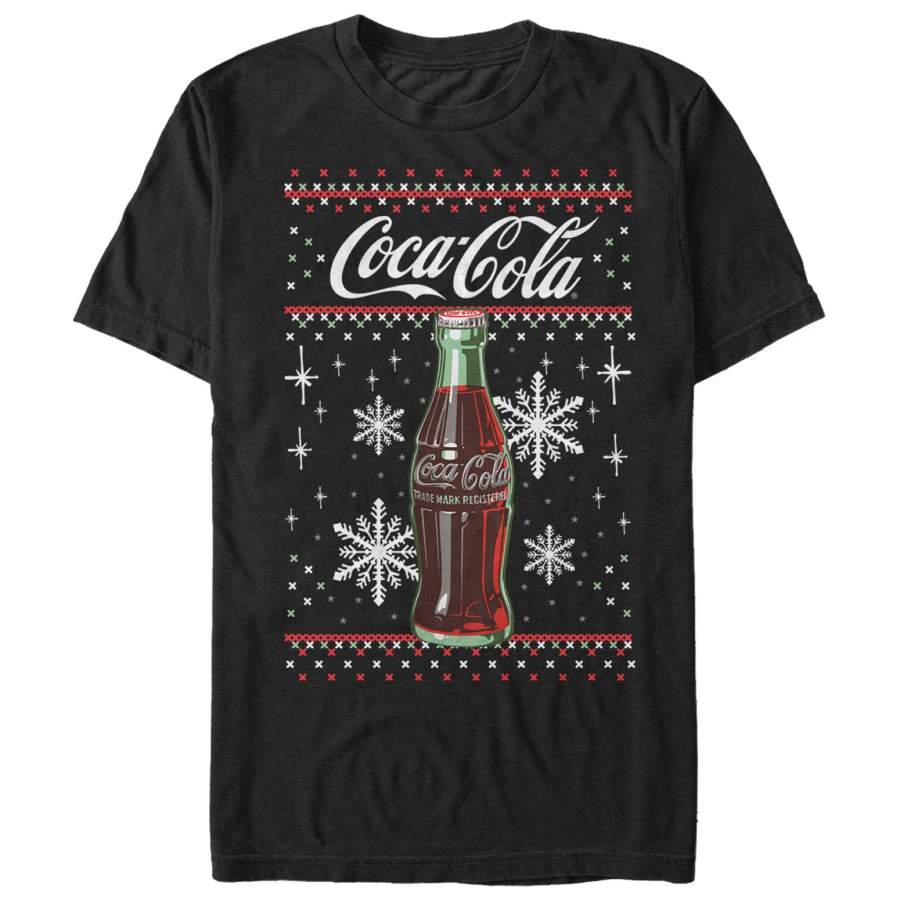 Coca Cola Men’s Christmas Bottle Snowflake T-Shirt