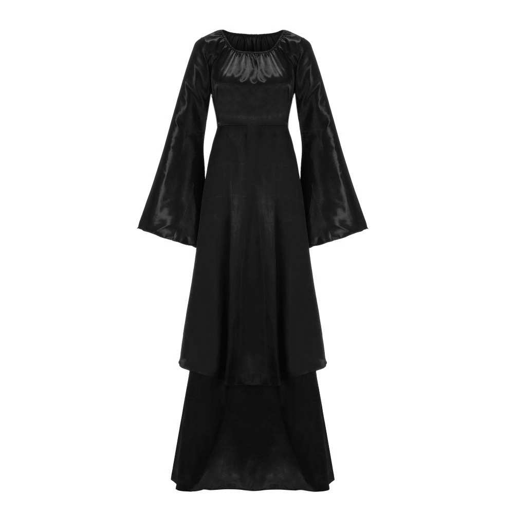 Women Medieval Dress Plus Size Solid Vintage Long Sleeve Bandage Halloween Costume Party Female Long Dress Vestido Robe #40 alx