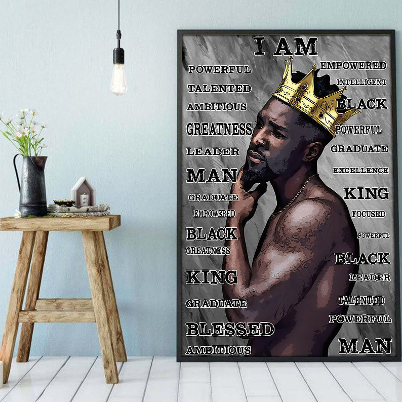 Afrocentric Canvas Amazing Black Power Poster Art Print African American Girl African King Delightful Living Room Bedroom Bathroom Home Decoration