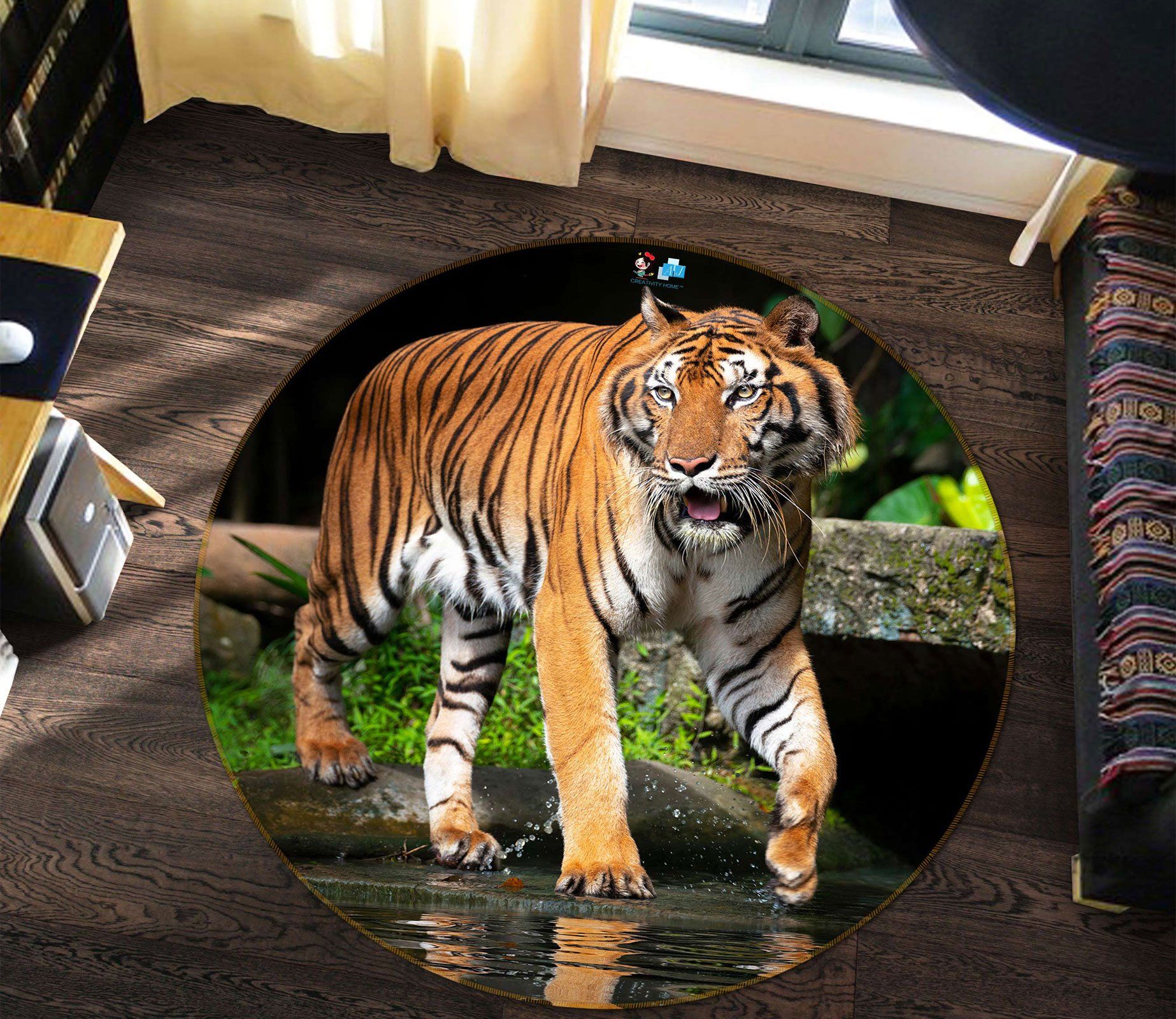 3d Tiger 81167 Round Rug Home Decor