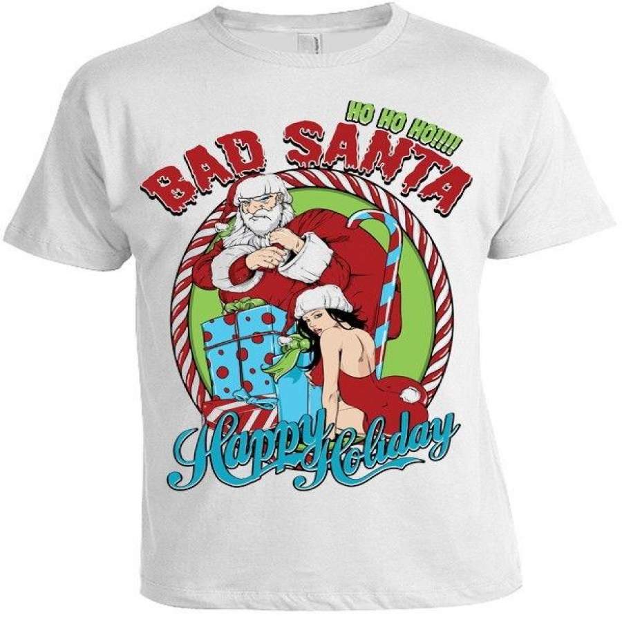 BAD SANTA T-shirt Pour Hommes Femmes Cadeau Ho No?l Humour Grossier Adulte