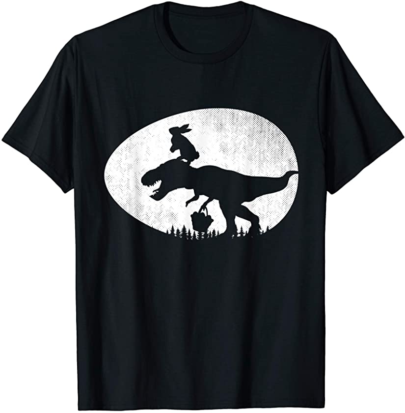 Rabbit Riding T Rex Easter Day Eggs Dinosaur Bunny Boys Kids T-Shirt