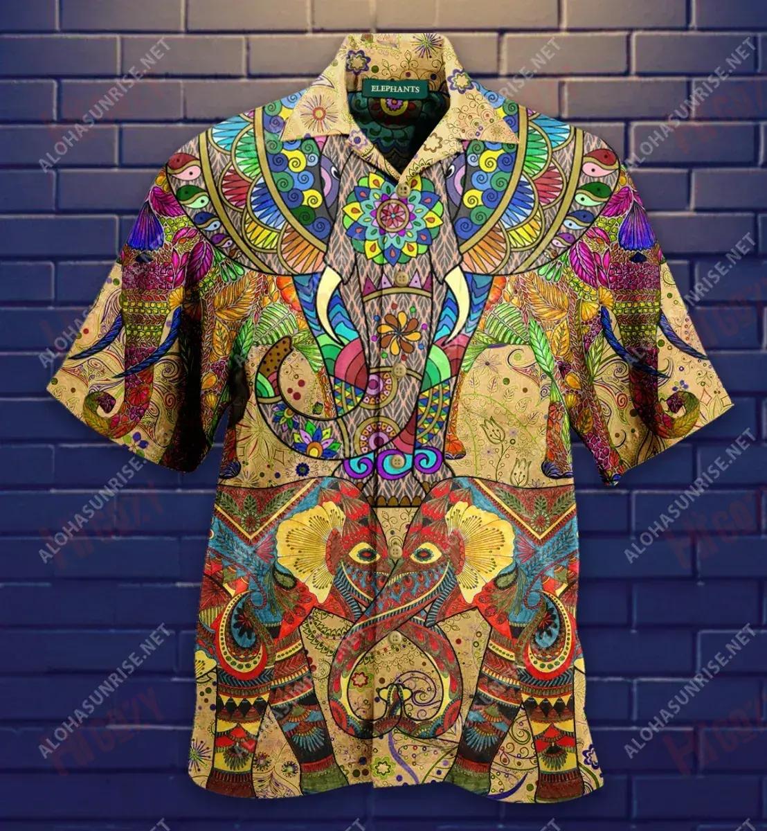 The Colorful Elephants Short Hawaiian Shirt Summer Short Sleeve Tropical Shirts For Men Funny Hawaiian Shirts